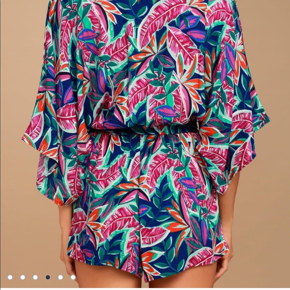 New Lulus Hypnotized Purple Print Romper size S - Picture 5 of 16